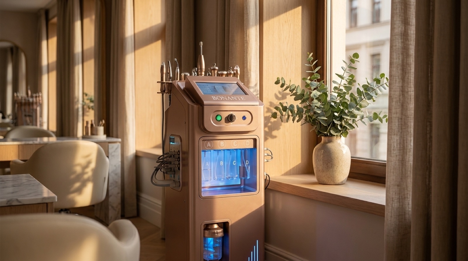 Hydra Glow™ im Abendlicht am Fenster